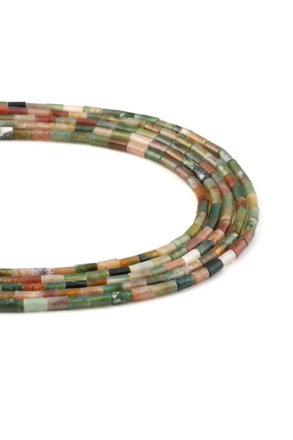 Indian Agate Natural Stone Cylinder Cut 3x6mm String Of Beads