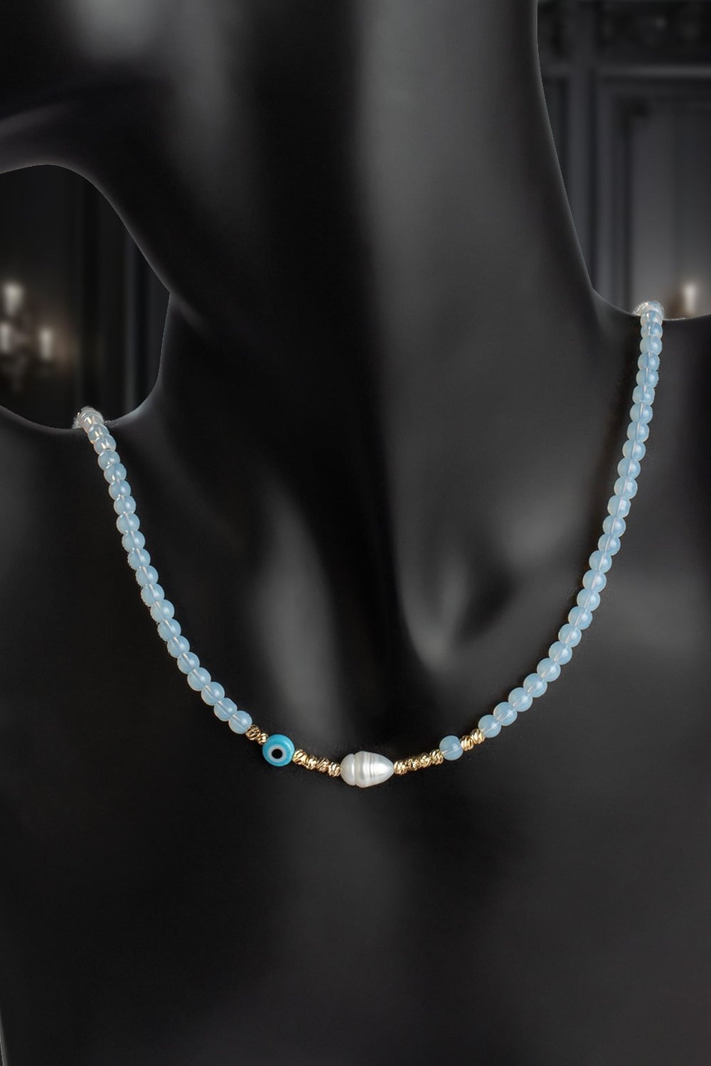 İnci - Cam Opal Küre Kesim 4mm Kolye