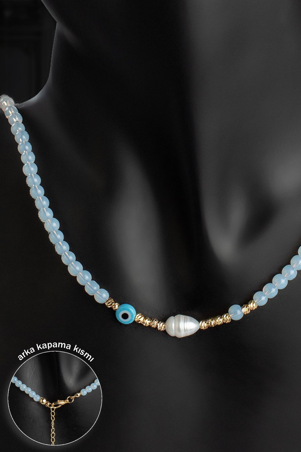 İnci - Cam Opal Küre Kesim 4mm Kolye