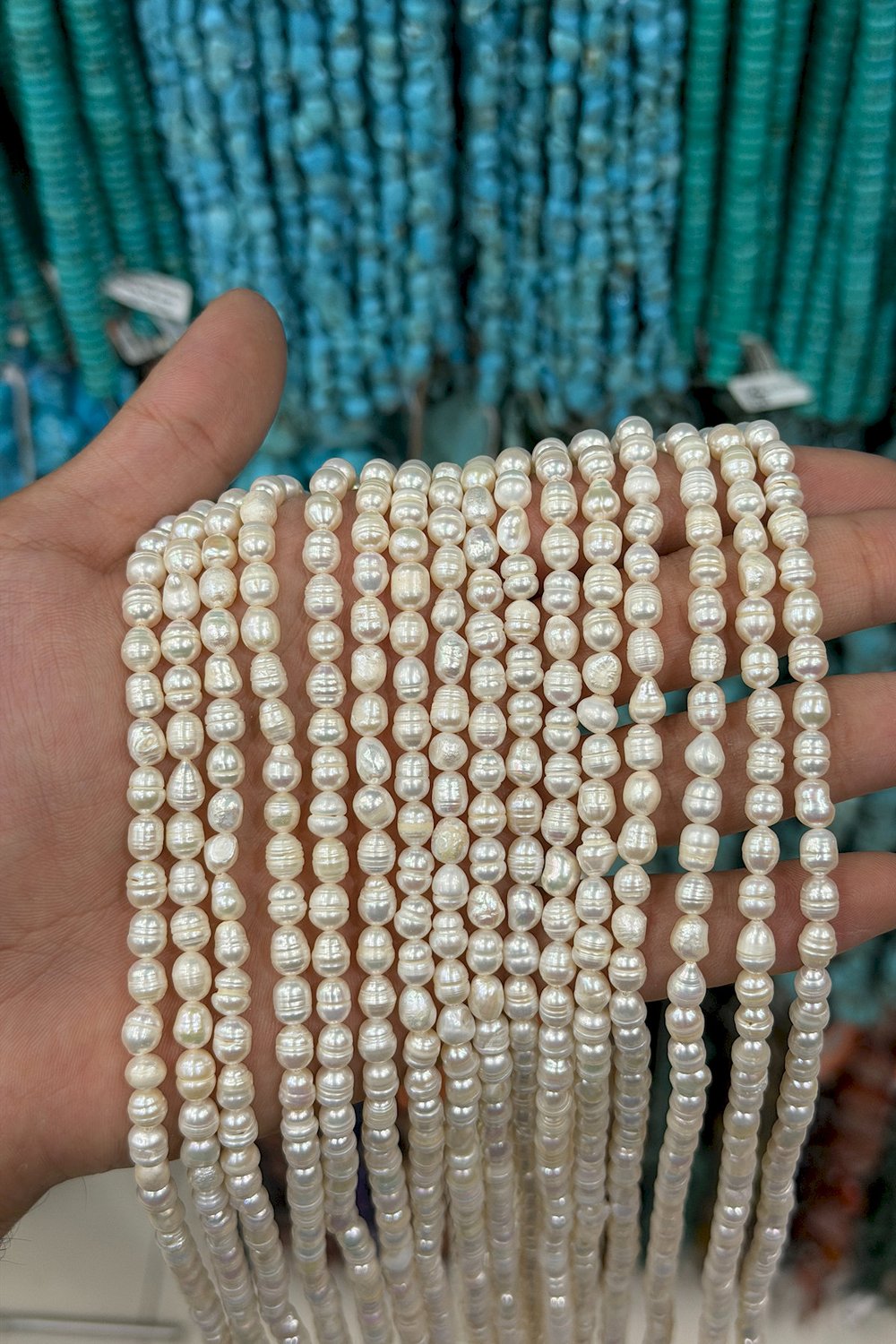 İnci Doğal Taş-Beyaz Amorf Kesim 5-6mm Dizi B