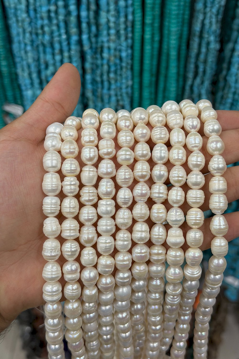 İnci Doğal Taş-Beyaz Arpa Amorf Kesim 10-11mm Dizi B