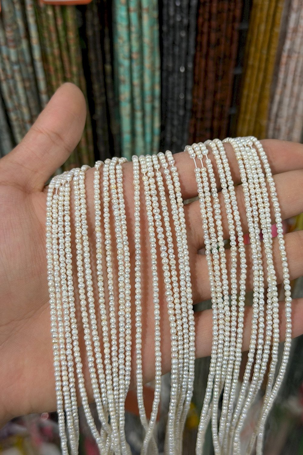 İnci Doğal Taş-Beyaz Küre Kesim 2-3mm Dizi AB