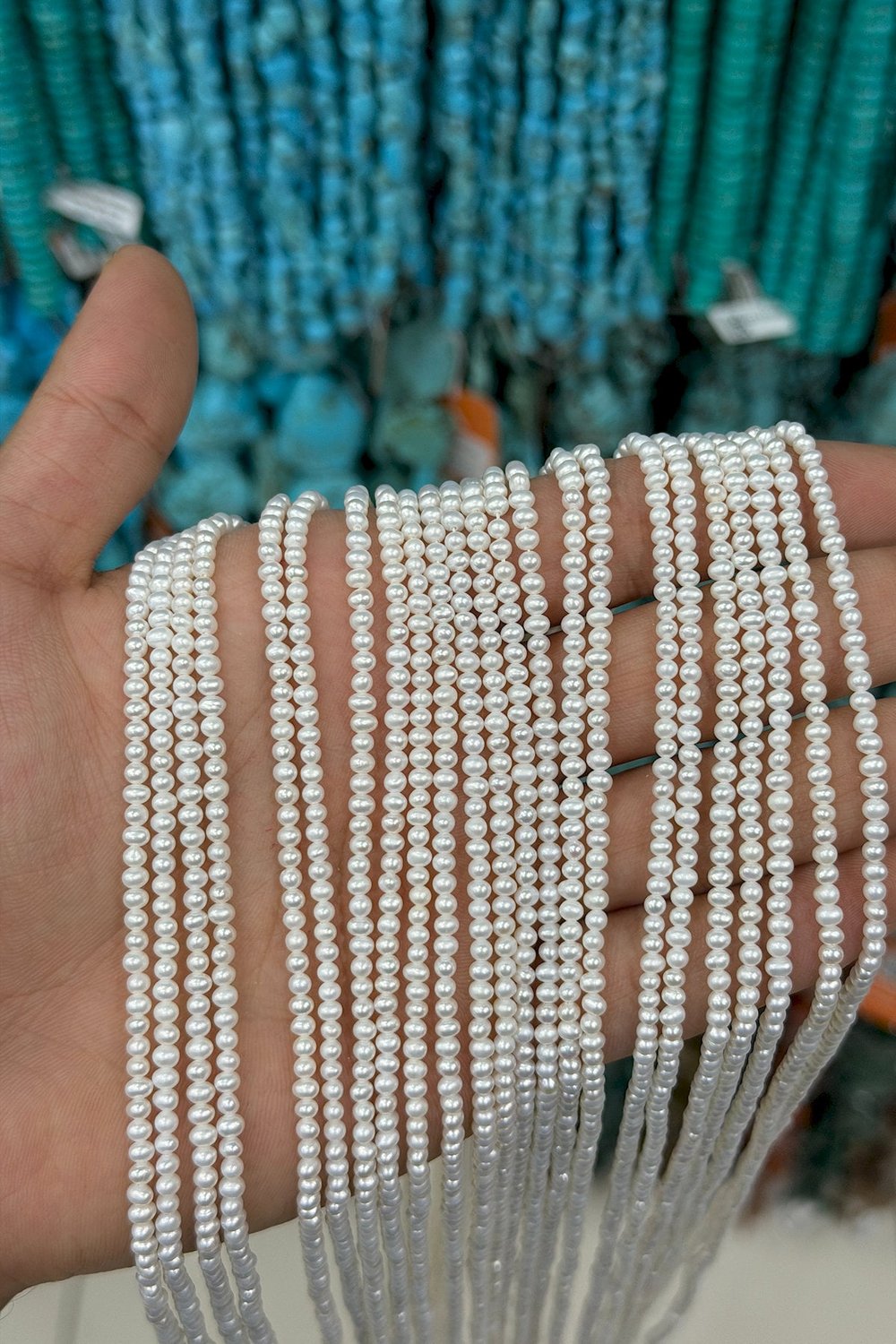 İnci Doğal Taş-Beyaz Küre Kesim 2-3mm Dizi A