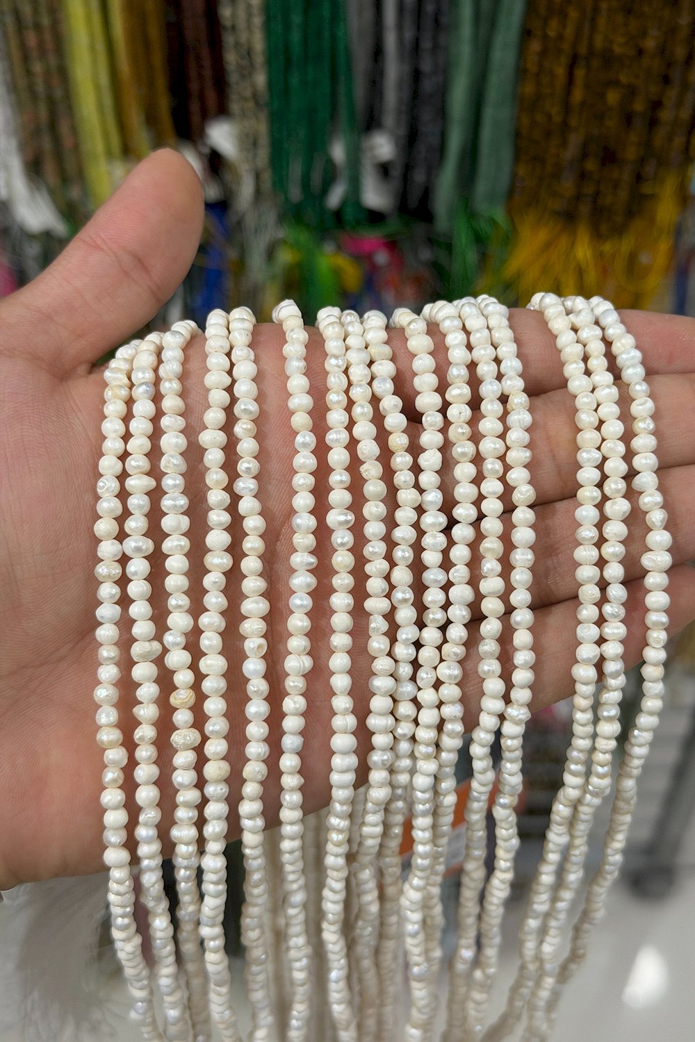 İnci Doğal Taş-Küre Kesim 3-4mm Dizi