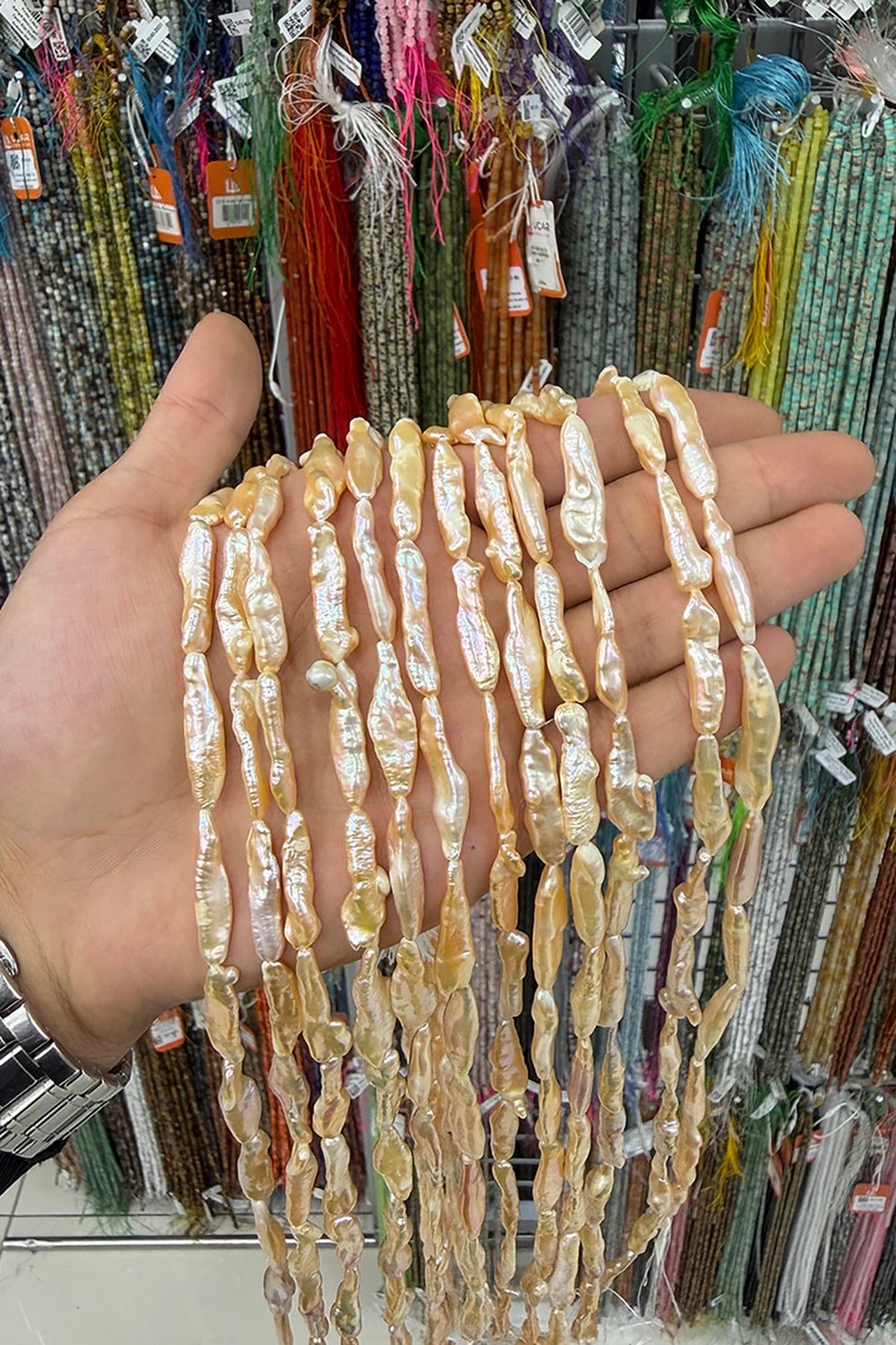 İnci Doğal Taş Pembe Çubuk Kesim 8x30mm Dizi