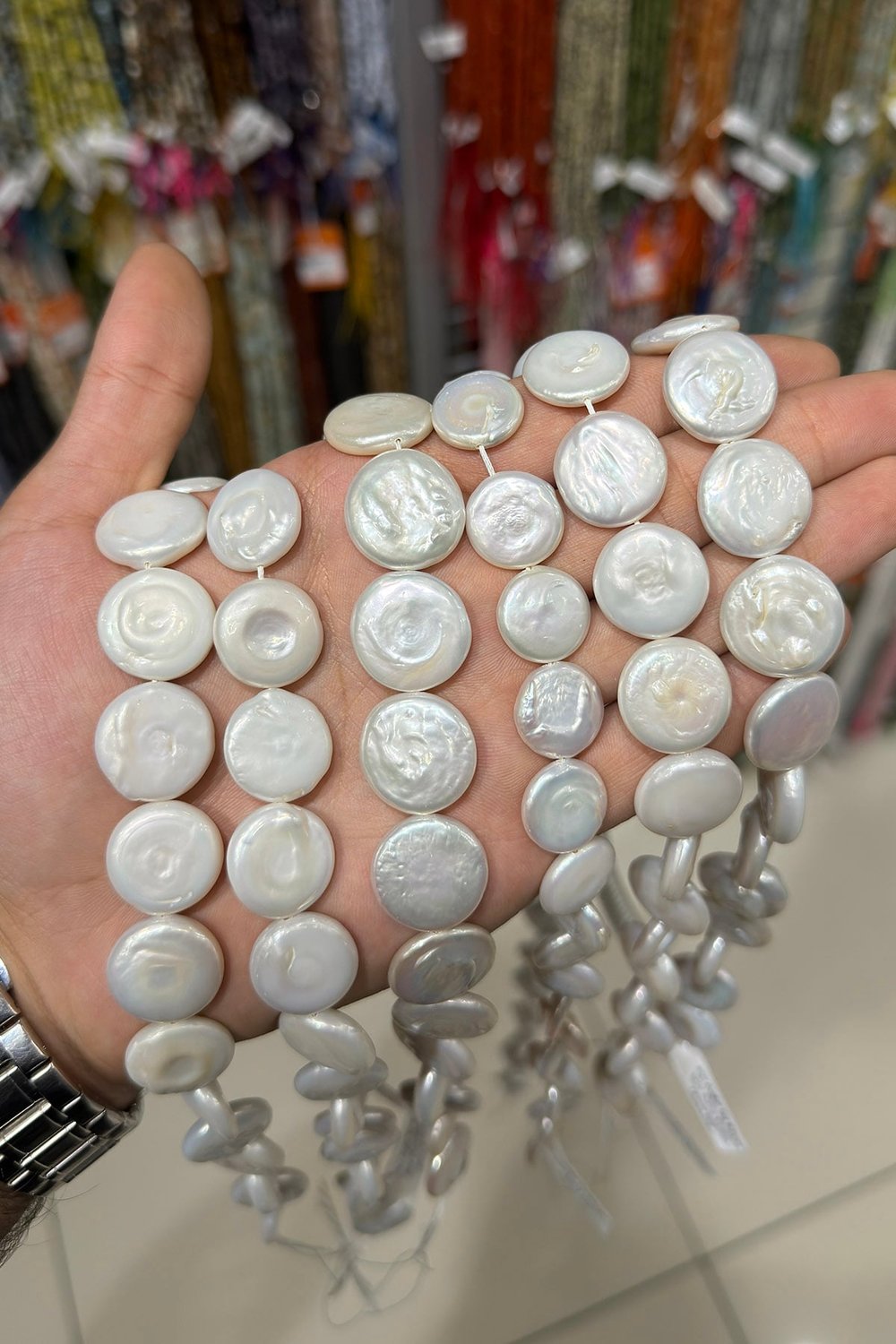 İnci Yassı Daire Kesim Beyaz 18mm Doğal Taş Dizi