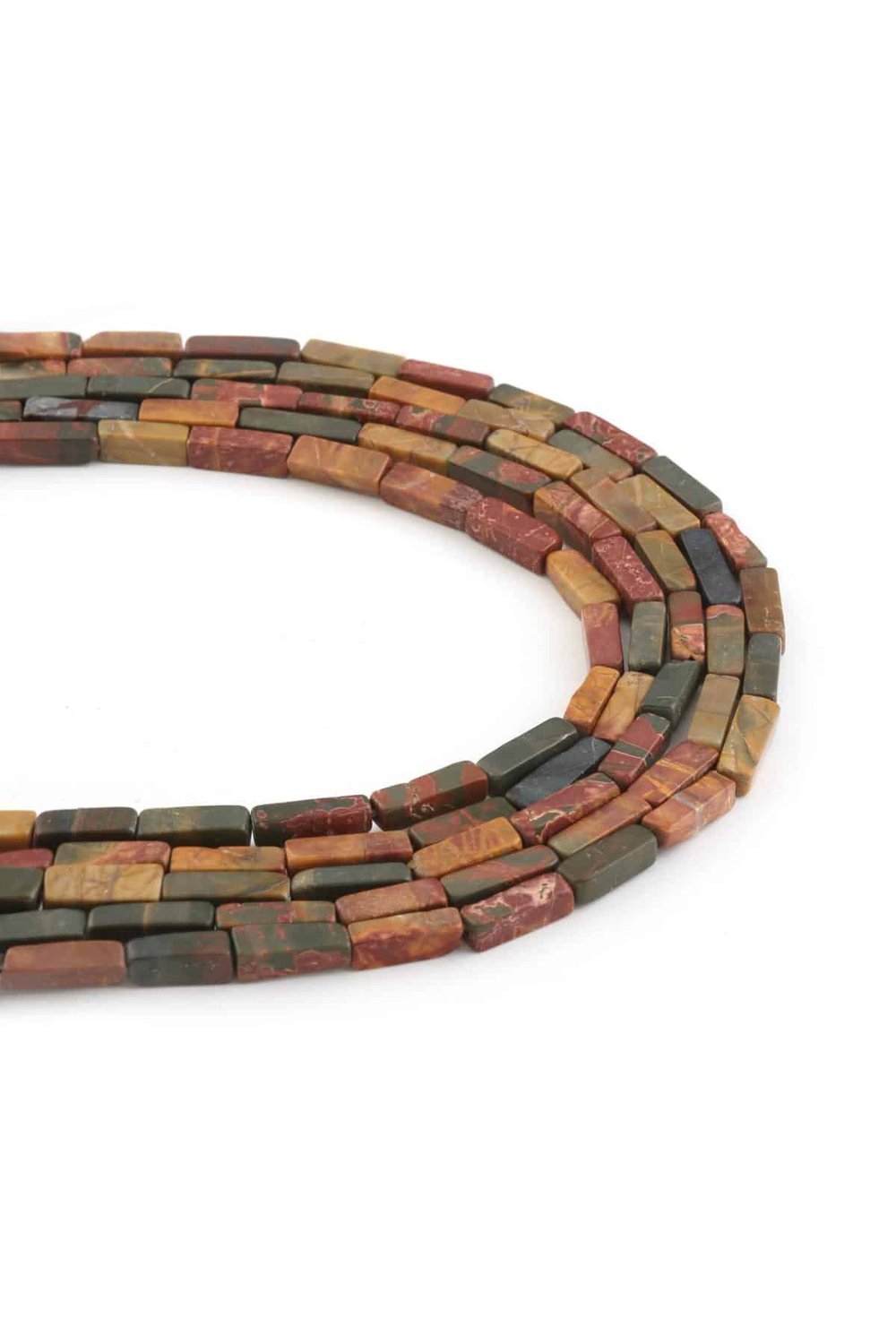 Jasper Natural Stone Cube Cut 4x13mm String Of Beads