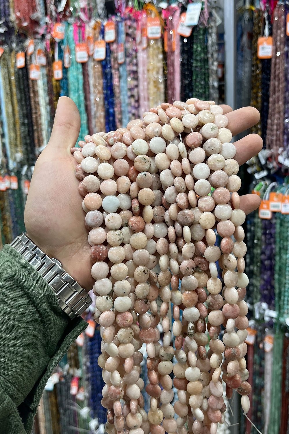 Jasper Taşı Daire Kesim Parlak Açık Turuncu 12mm Doğal Taş Dizi [AB+]