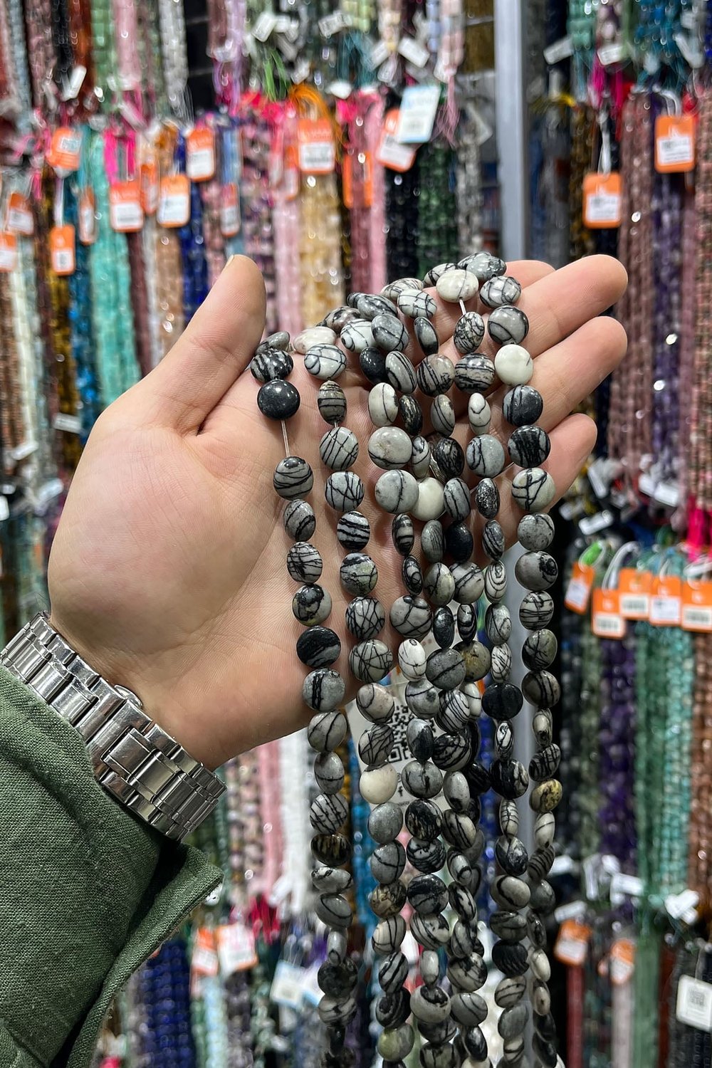 Jasper Taşı Daire Kesim Parlak Gri 12mm Doğal Taş Dizi [AB+]