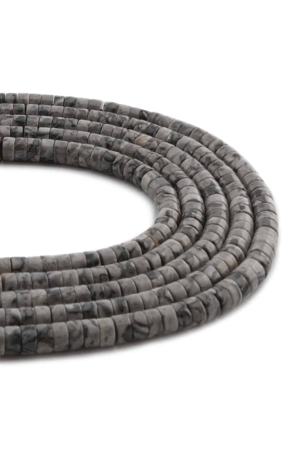 Jasper Natural Stone Shiny Grey Dore Cut 4x2mm String Of Beads