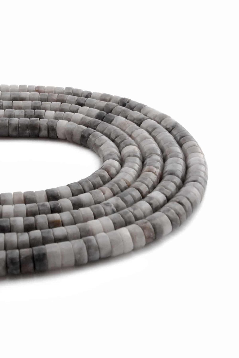 Jasper Natural Stone Shiny Grey Dore Cut 6x3mm String Of Beads