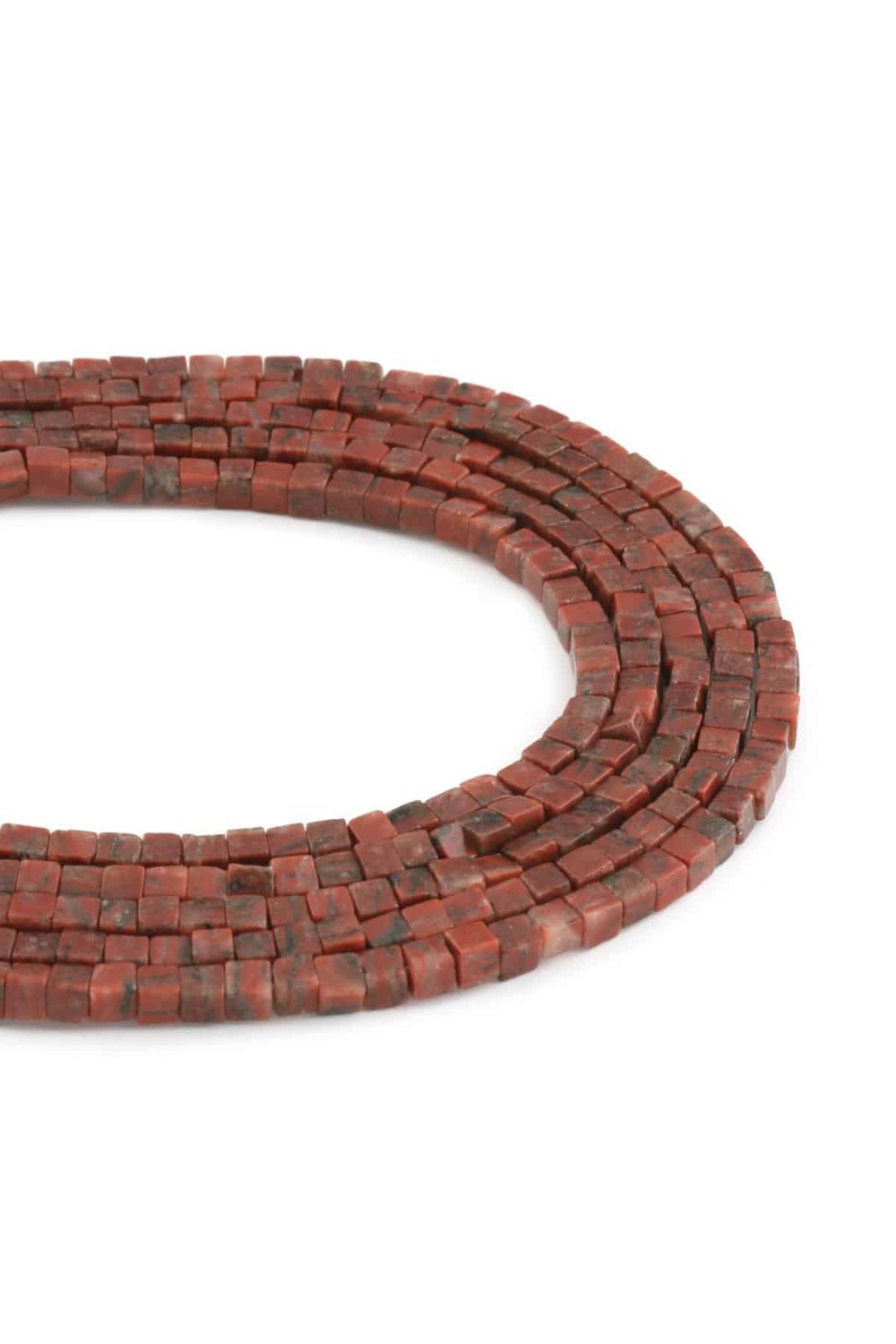 Jasper Taşı Küp Kesim Parlak Kırmızı 4x4mm Doğal Taş Dizi [AA]