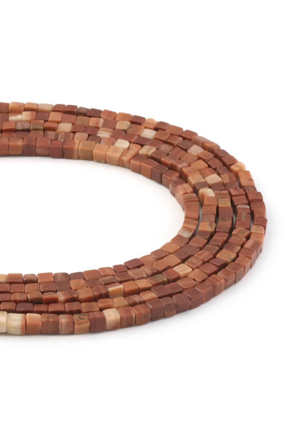 Jasper Taşı Küp Kesim Parlak Kahverengi 4x4mm Doğal Taş Dizi [AA]