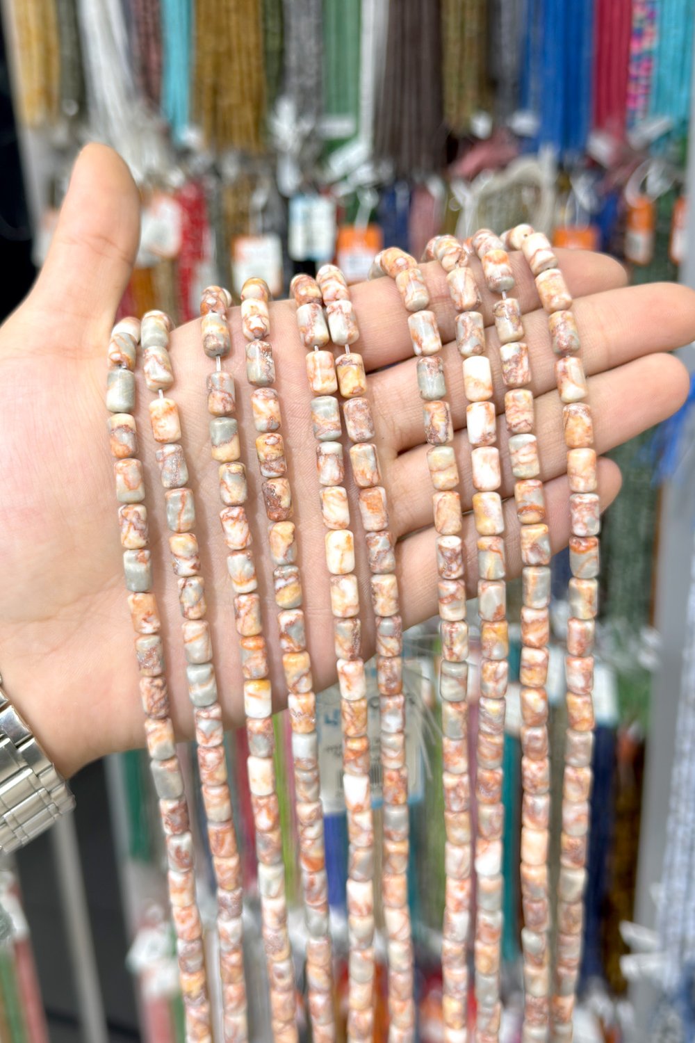 Jasper Doğal Taş Parlak Silindir Kesim 6x10mm Dizi [AA]