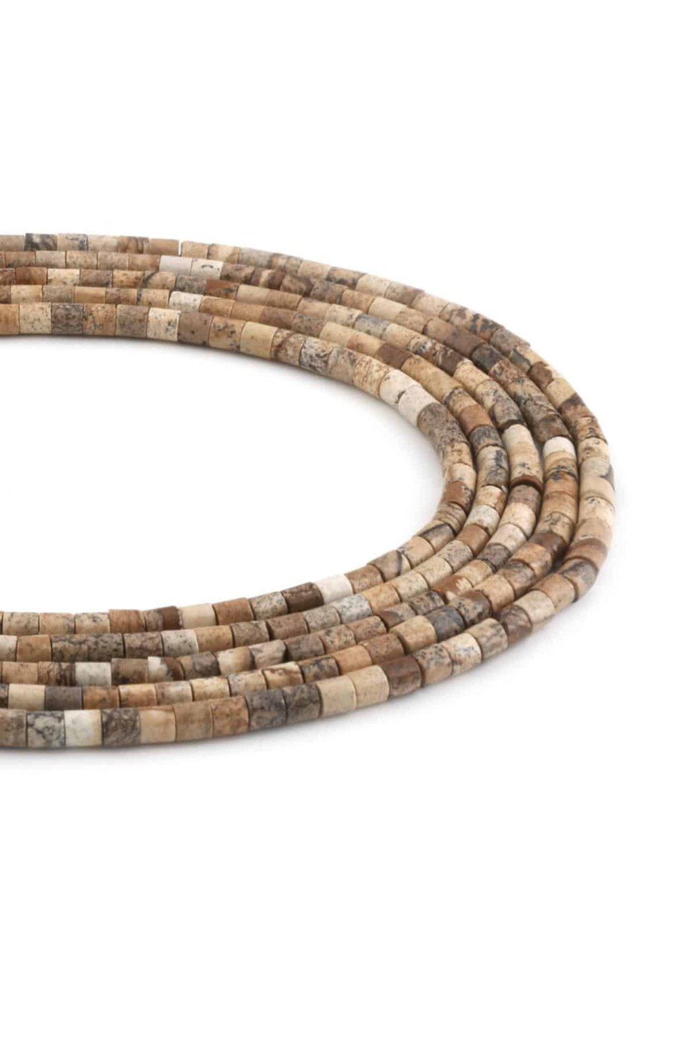 Ağaç Jasper Taşı Silindir Kesim Parlak 4x4mm Doğal Taş Dizi [AA]