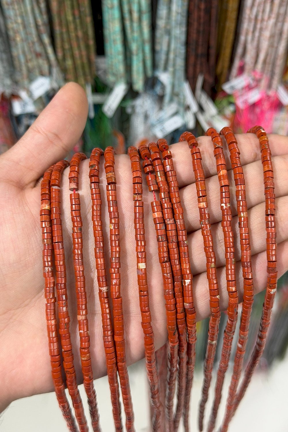 Jasper Taşı Dore Kesim Parlak Kahverengi 4x2mm Doğal Taş Dizi [AA]