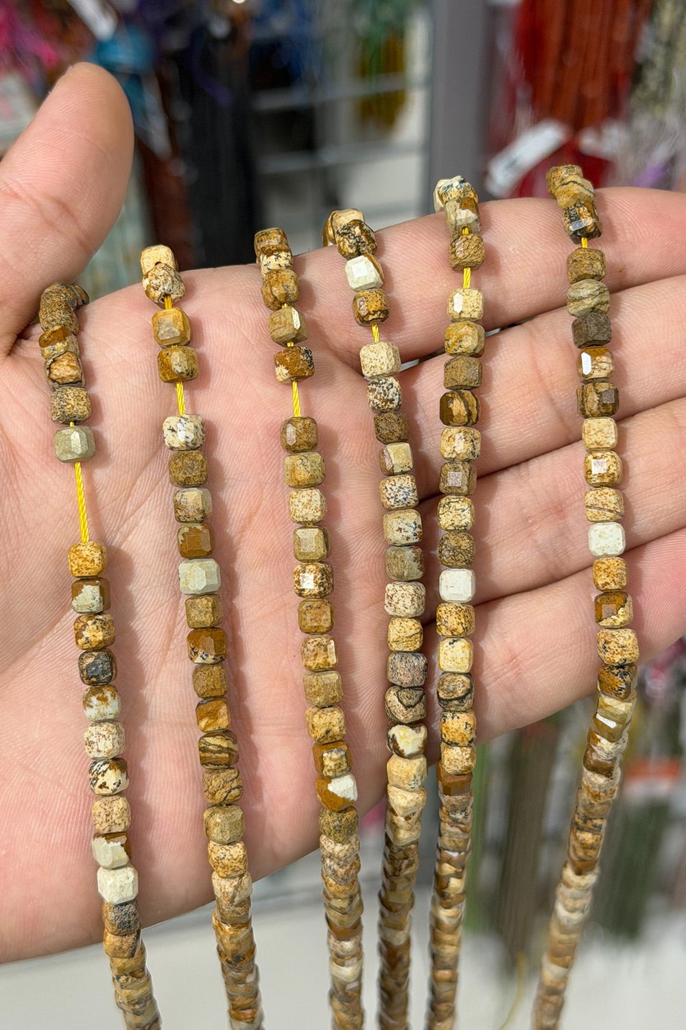 Jasper Taşı Küp Faset Kesim 6mm Doğal Taş Dizi