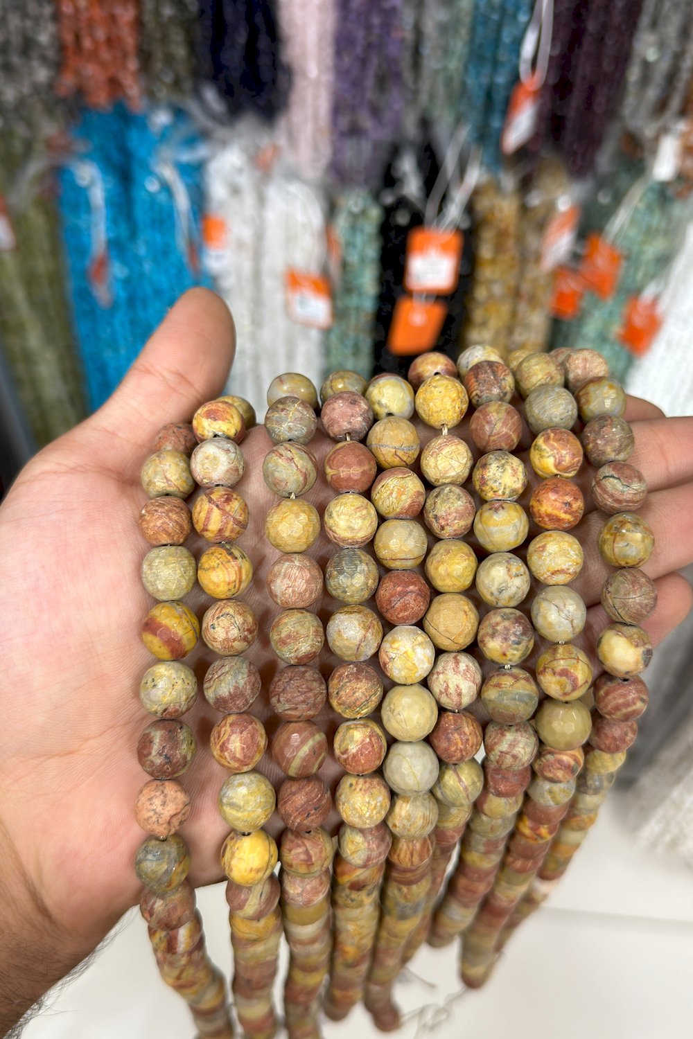 Jasper Taşı Küre Faset Kesim Parlak 12mm Doğal Taş Dizi [AA]