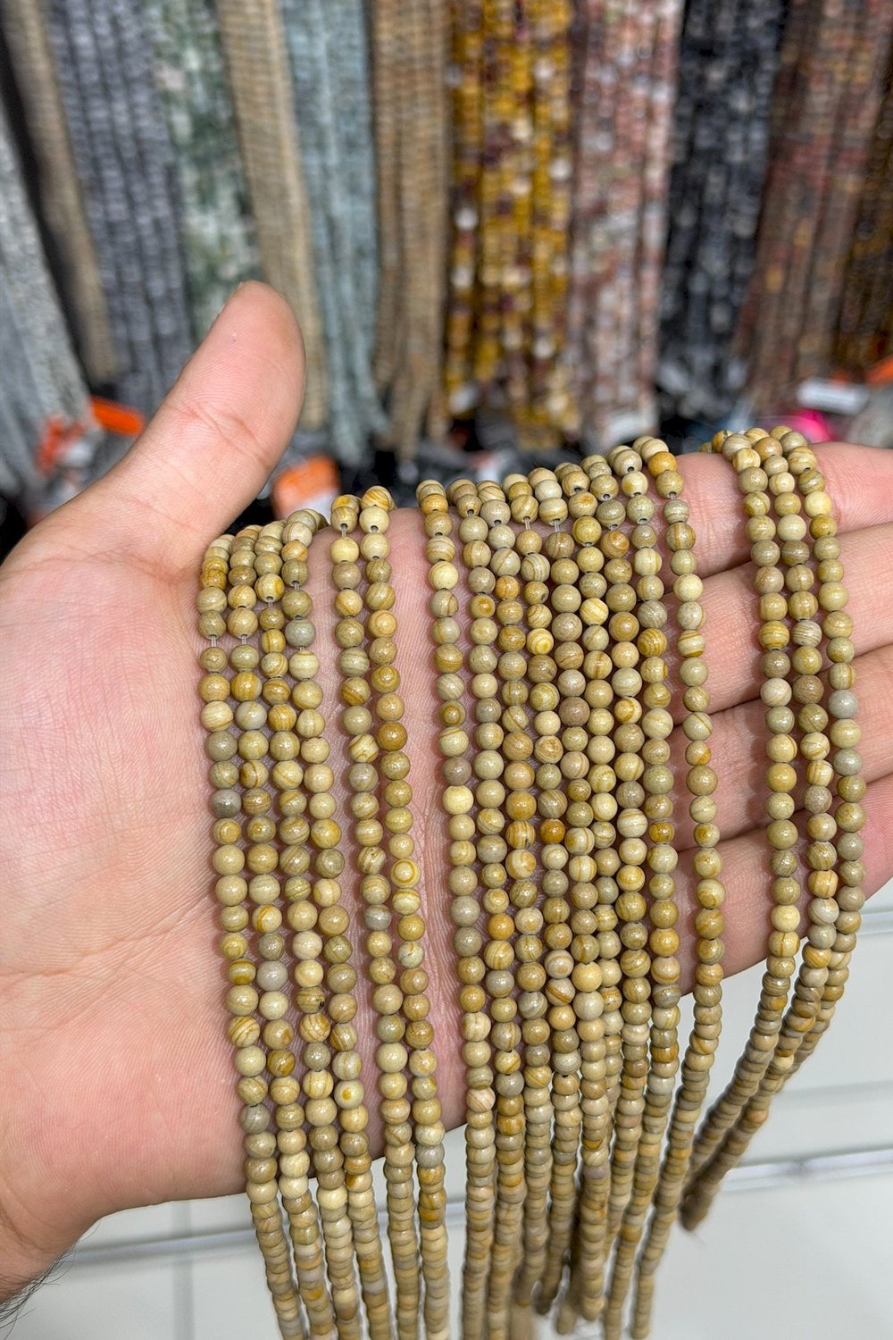 Jasper Taşı Küre Kesim Mat 4mm Doğal Taş Dizi [AA]