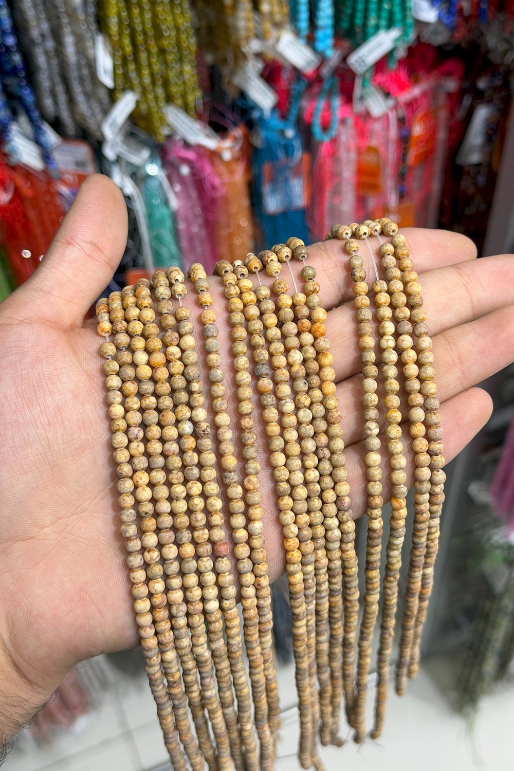 Jasper Taşı Küre Kesim Mat Kahverengi 4mm Doğal Taş Dizi [AA]