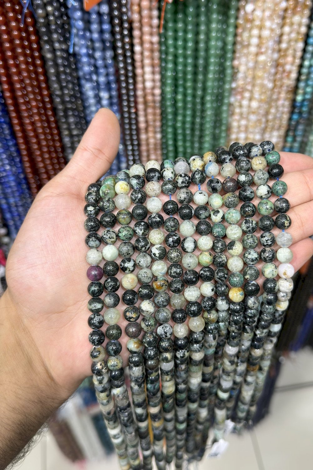 Jasper Taşı Küre Kesim Parlak 8mm Doğal Taş Dizi [AB+]