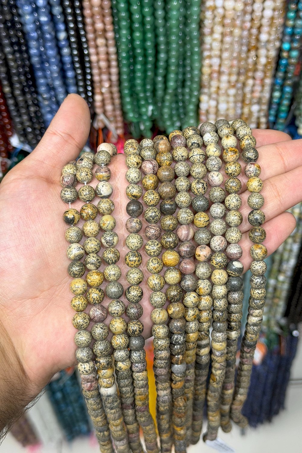 Jasper Taşı Küre Kesim Parlak 8mm Doğal Taş Dizi [AA]