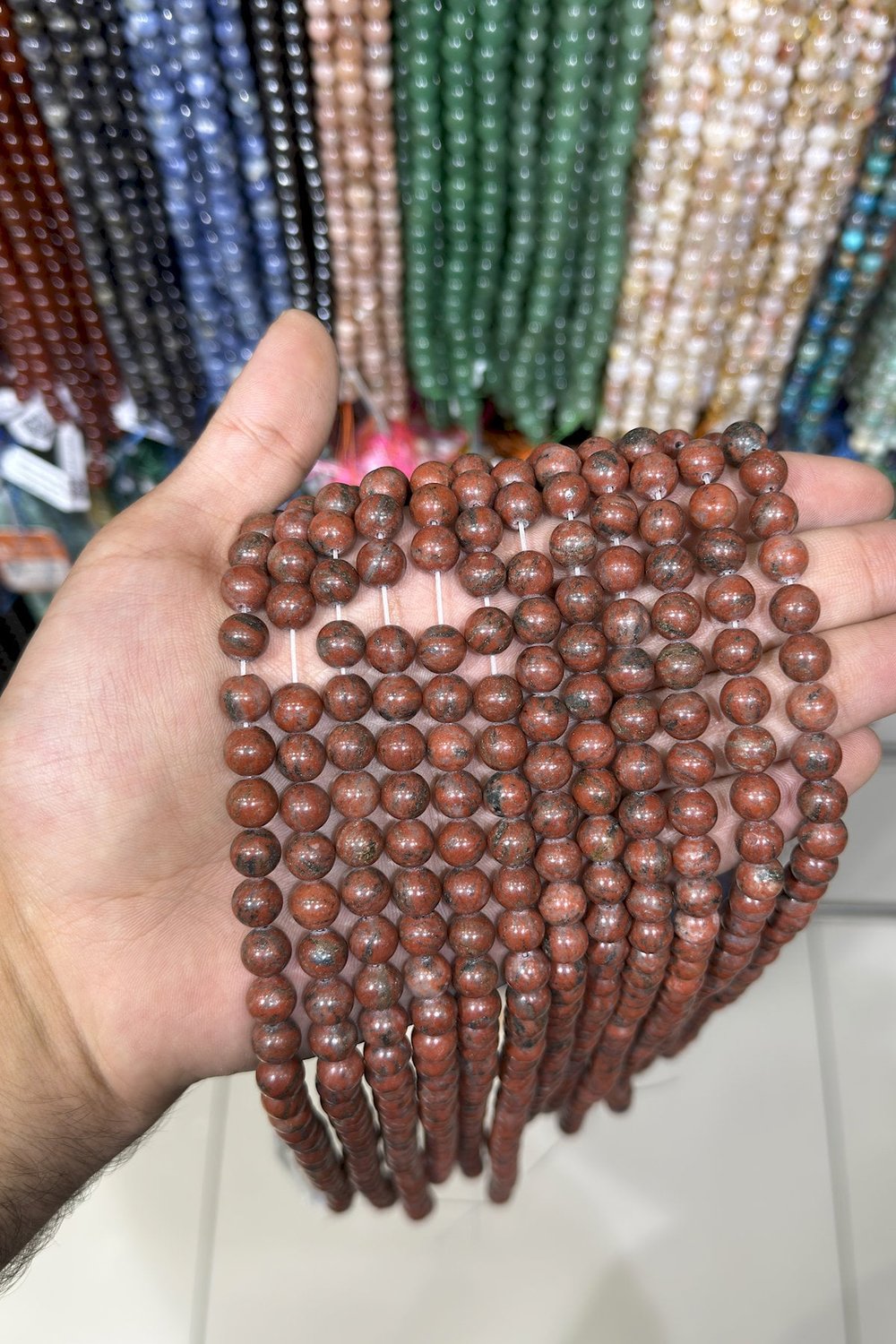 Jasper Taşı Küre Kesim Parlak Kahverengi 8mm Doğal Taş Dizi