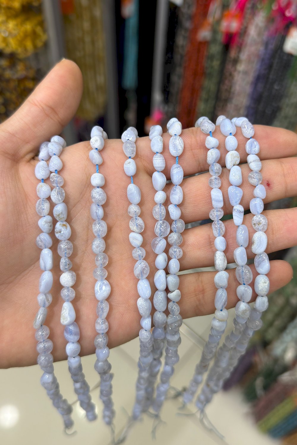 Kalsedon Taşı Tımbıl Kesim 6x8mm Doğal Taş Dizi