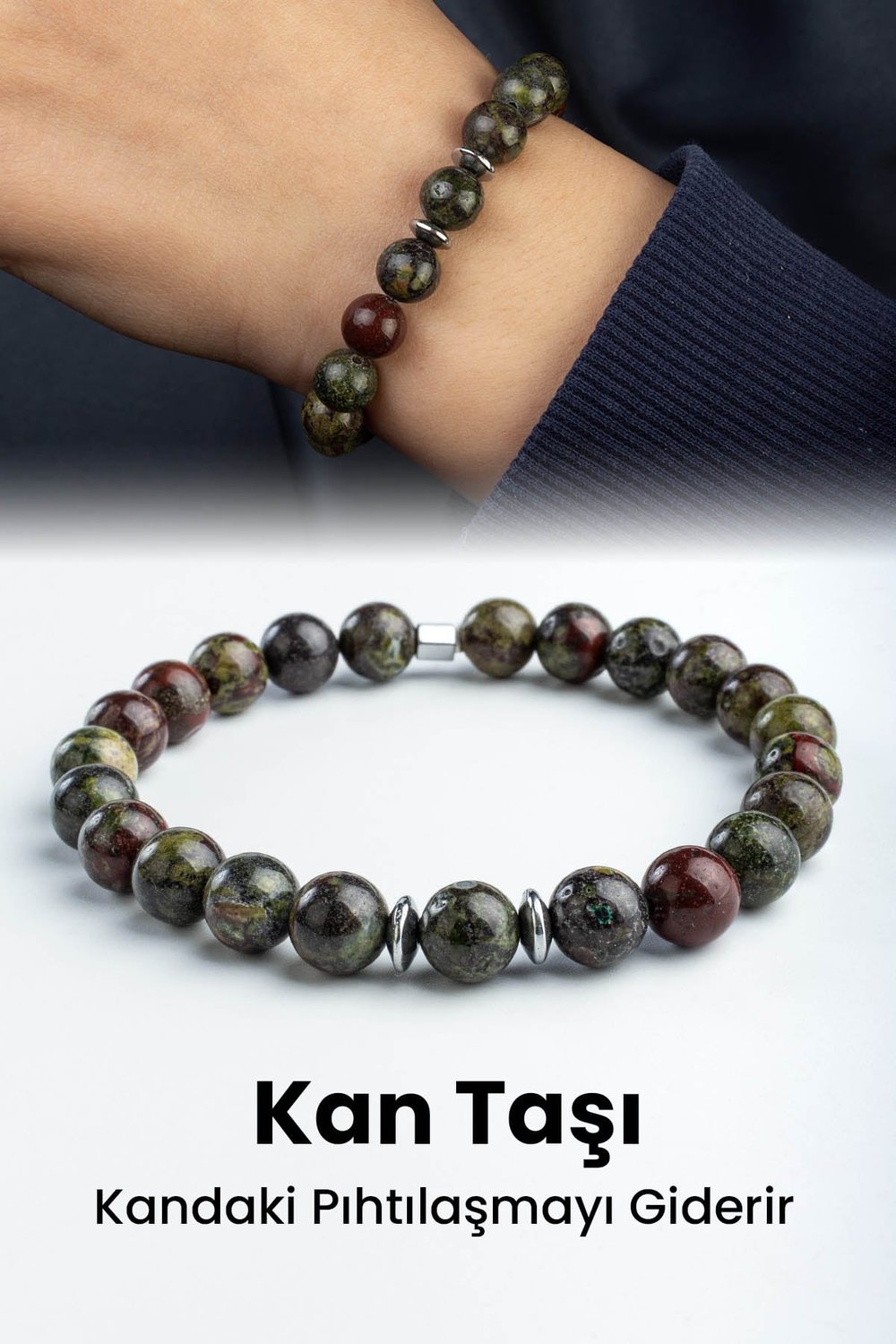 Kan Taşı Doğal Taş Küre Kesim 8mm Bileklik