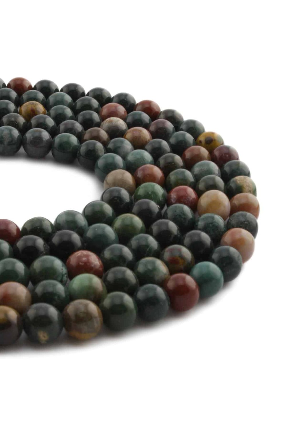 Blood Stone Natural Stone Shiny Mix Globe Cut 8mm String Of Beads