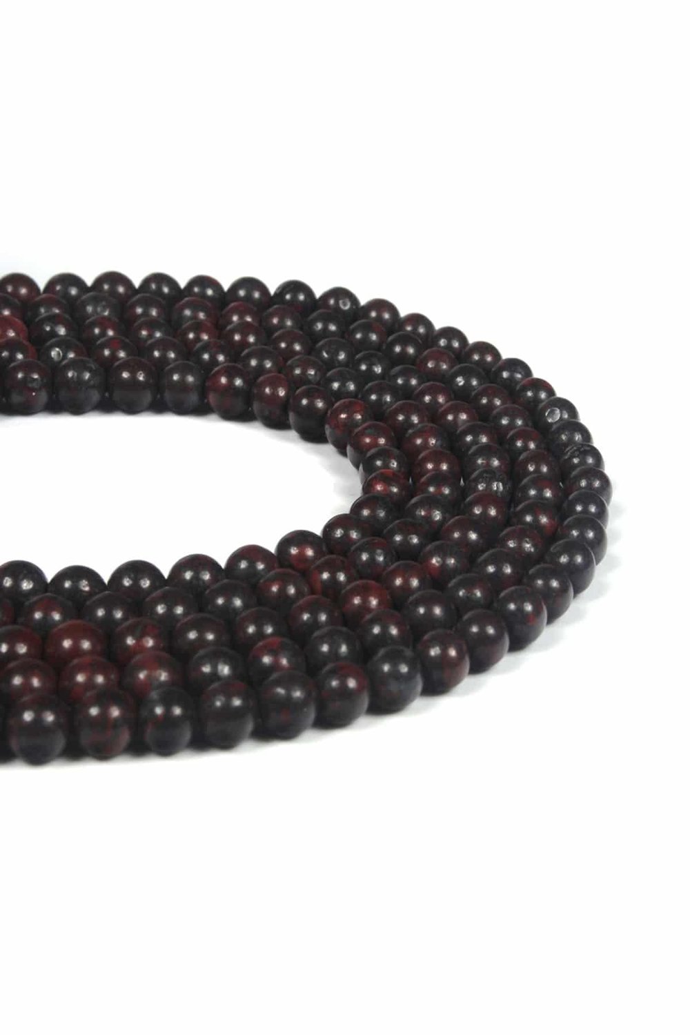 Blood Stone Natural Stone Shiny Globe Cut 4mm String Of Beads