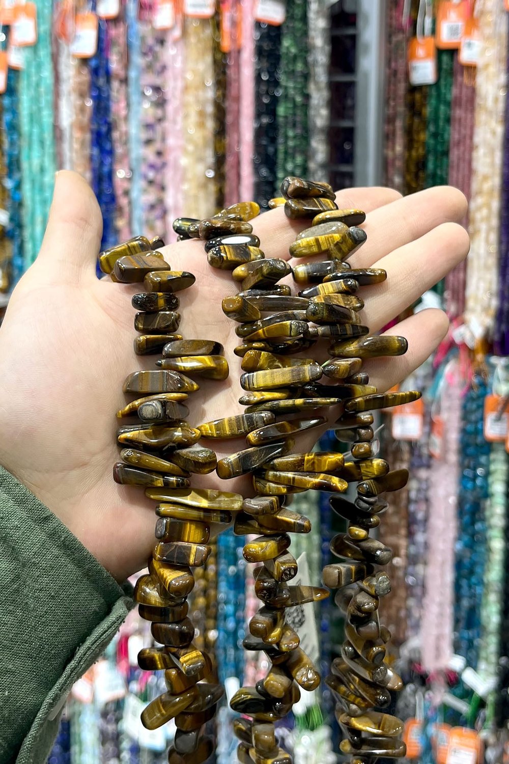Tiger Eye Natural Stone Amorphous Cut String Of Beads