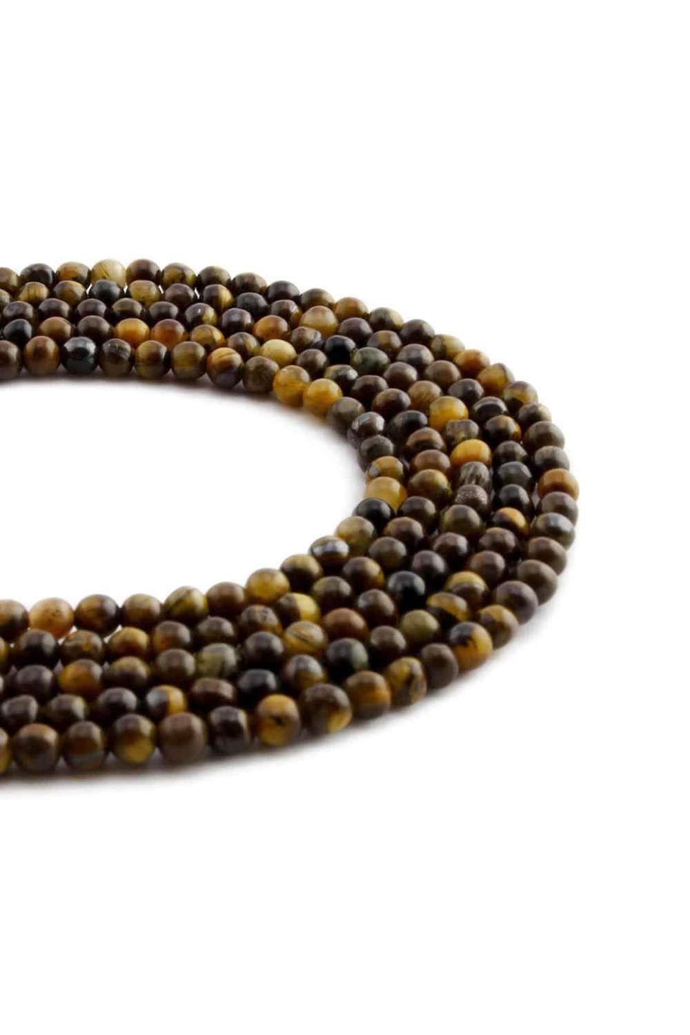 Tiger Eye Natural Stone Shiny Globe Cut 4mm String Of Beads