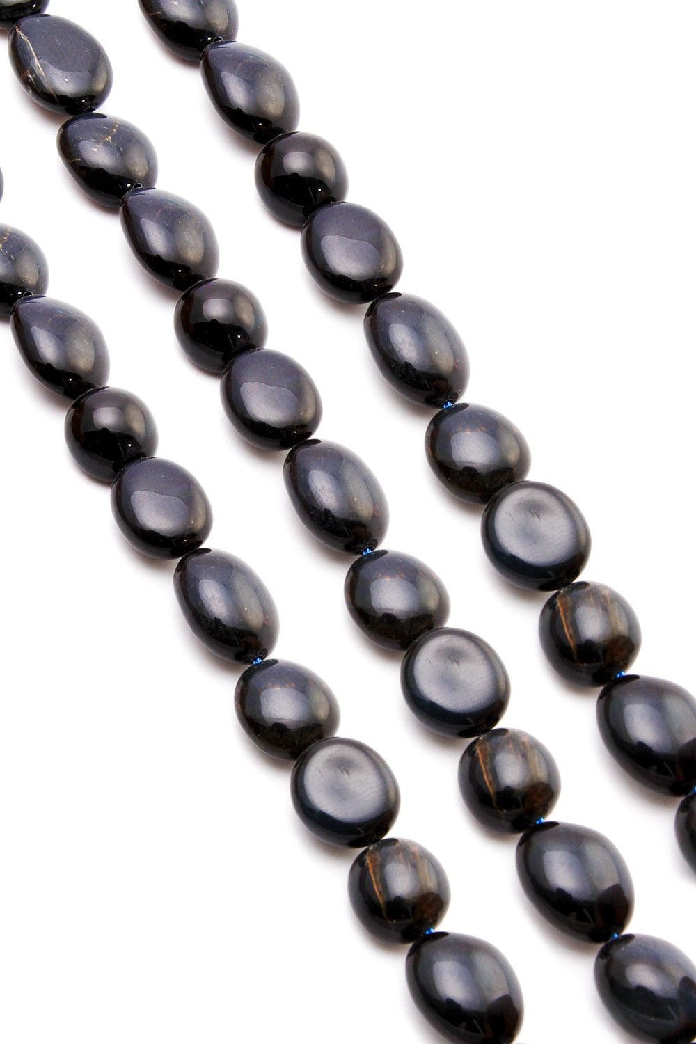 Tiger Eye Natural Stone Mix Black Tumbler Cut 10x13mm String Of Beads