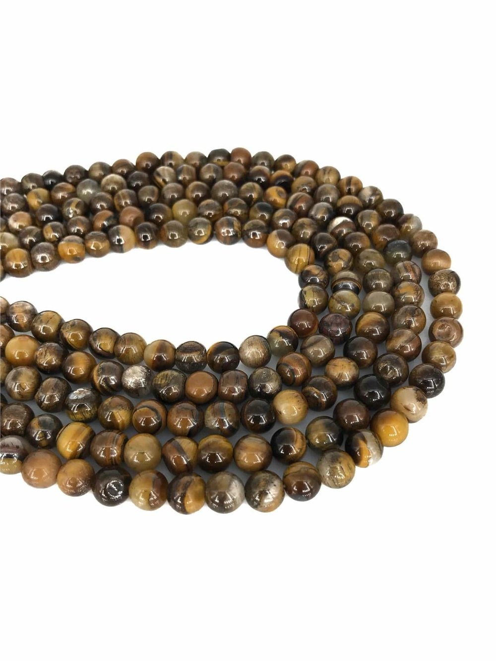 Tiger Eye Natural Stone Globe Cut 8mm String Of Beads