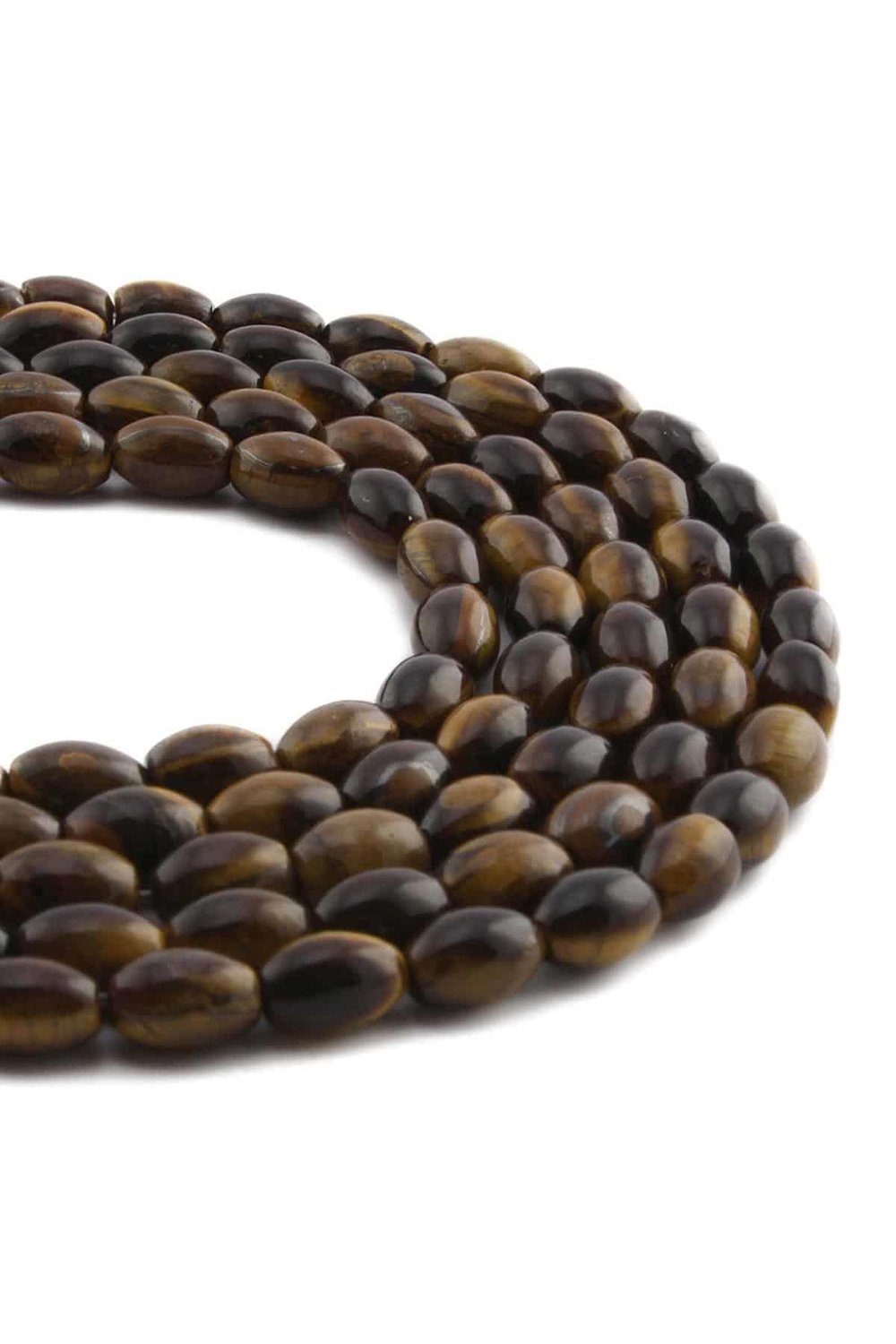 Tiger Eye Natural Stone Shiny Barley Cut String Of Beads 6x9mm