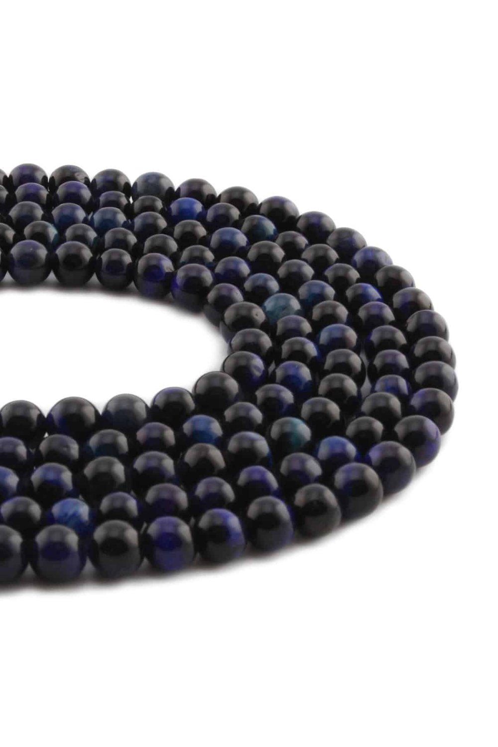 Tiger Eye Natural Stone Shiny Navy Blue Globe Cut 6mm String Of Beads