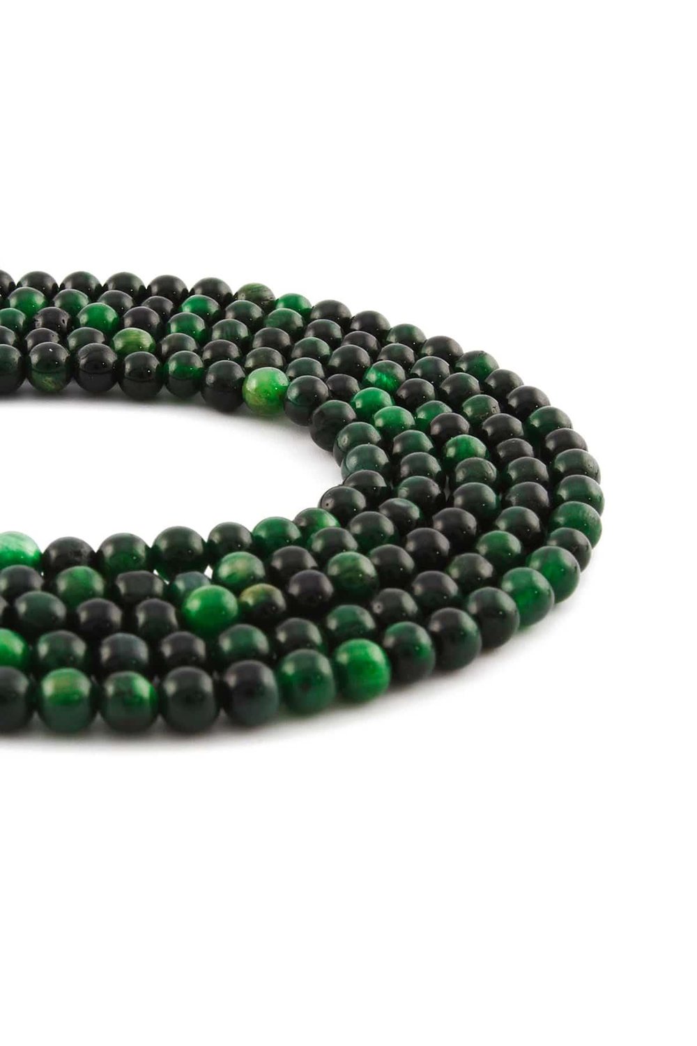 Tiger Eye Natural Stone Shiny Green Globe Cut 4mm String Of Beads