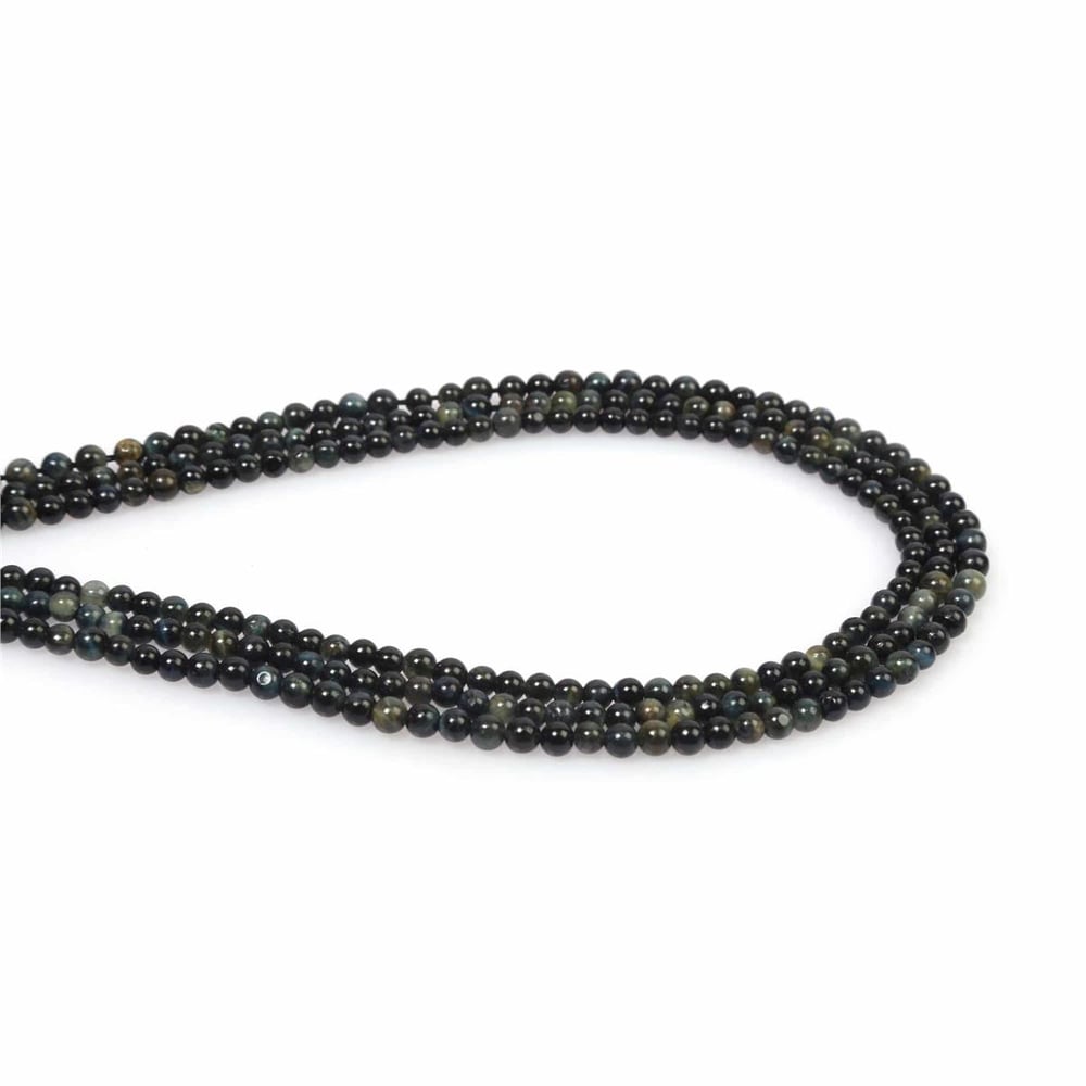 Tiger Eye Natural Stone Black Globe Cut 4mm String Of Beads