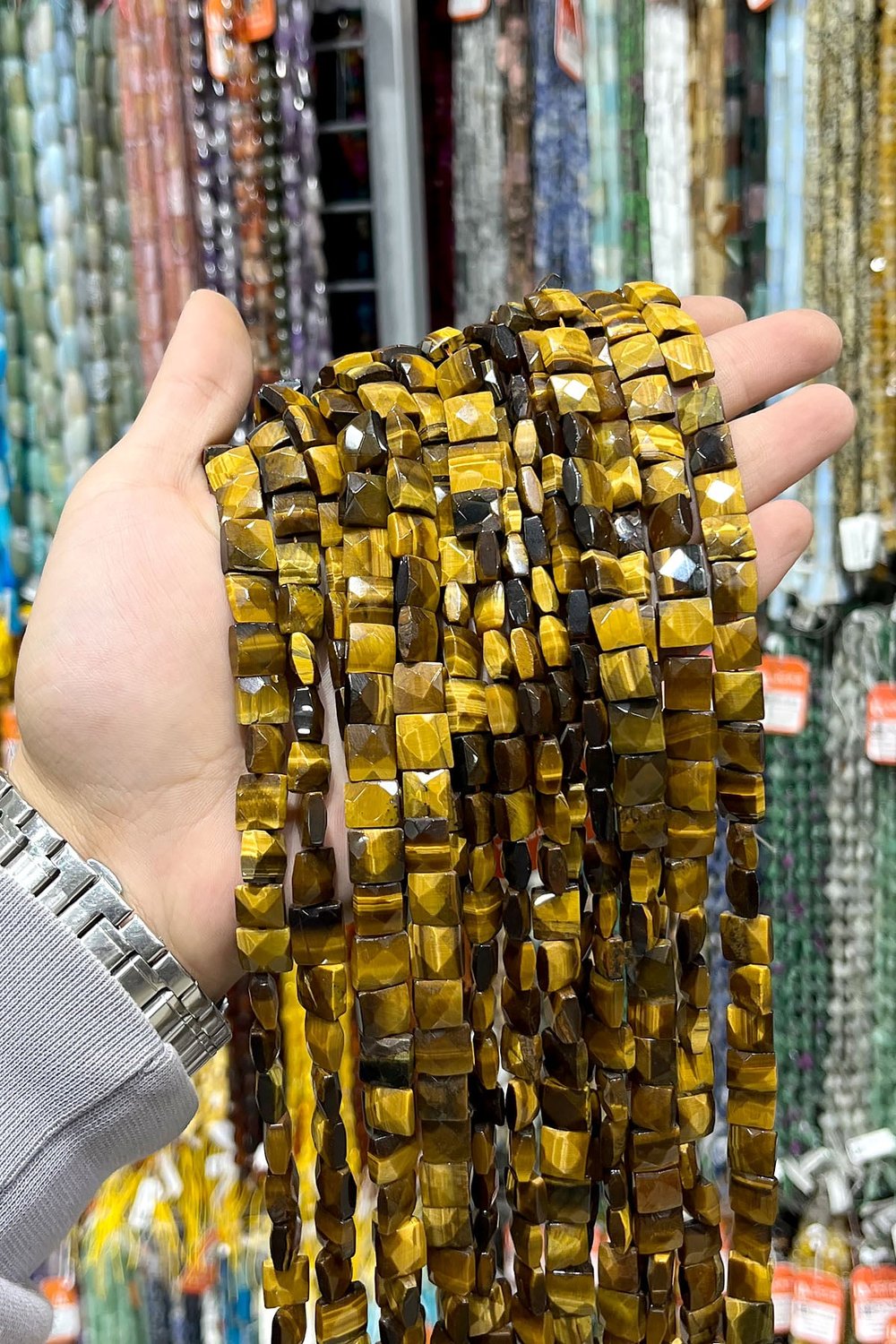 Kaplan Gözü Taşı Yatsı Kare Özel Kesim 10x5mm Doğal Taş Dizi