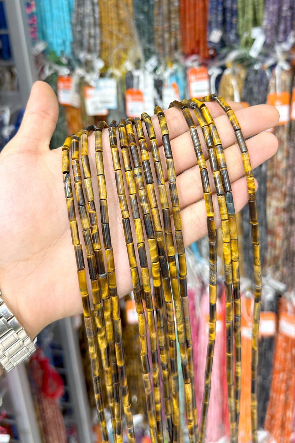 Kaplangözü Taşı Parlak Silindir Kesim 4x13mm Dizi [AA]