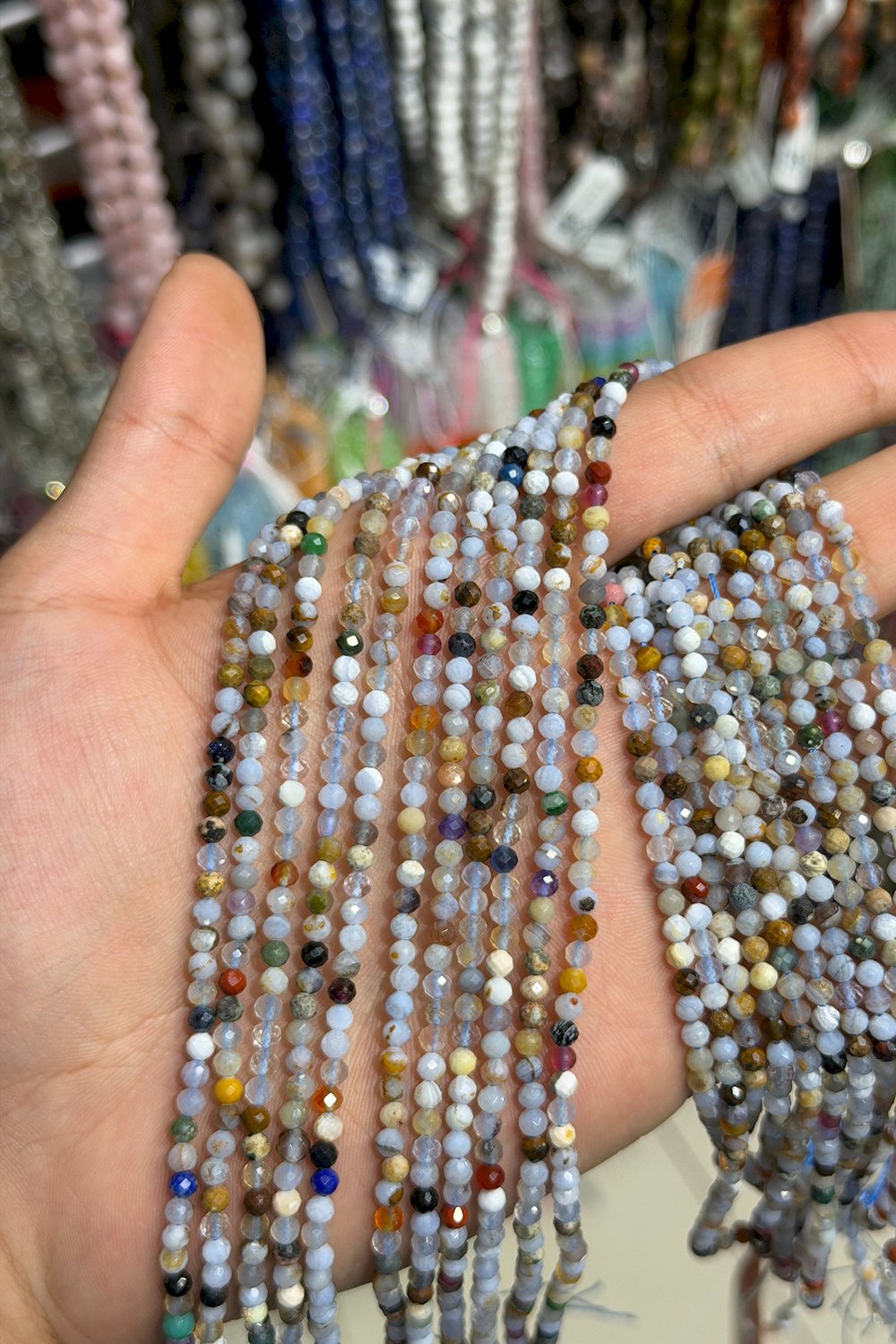 Karışık Faset Küre Kesim 3mm Doğal Taş Dizi
