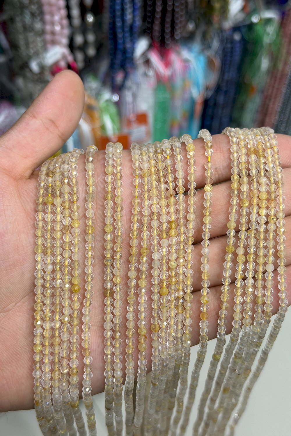 Sarı Rutil Faset Küre Kesim 3mm Doğal Taş Dizi AA