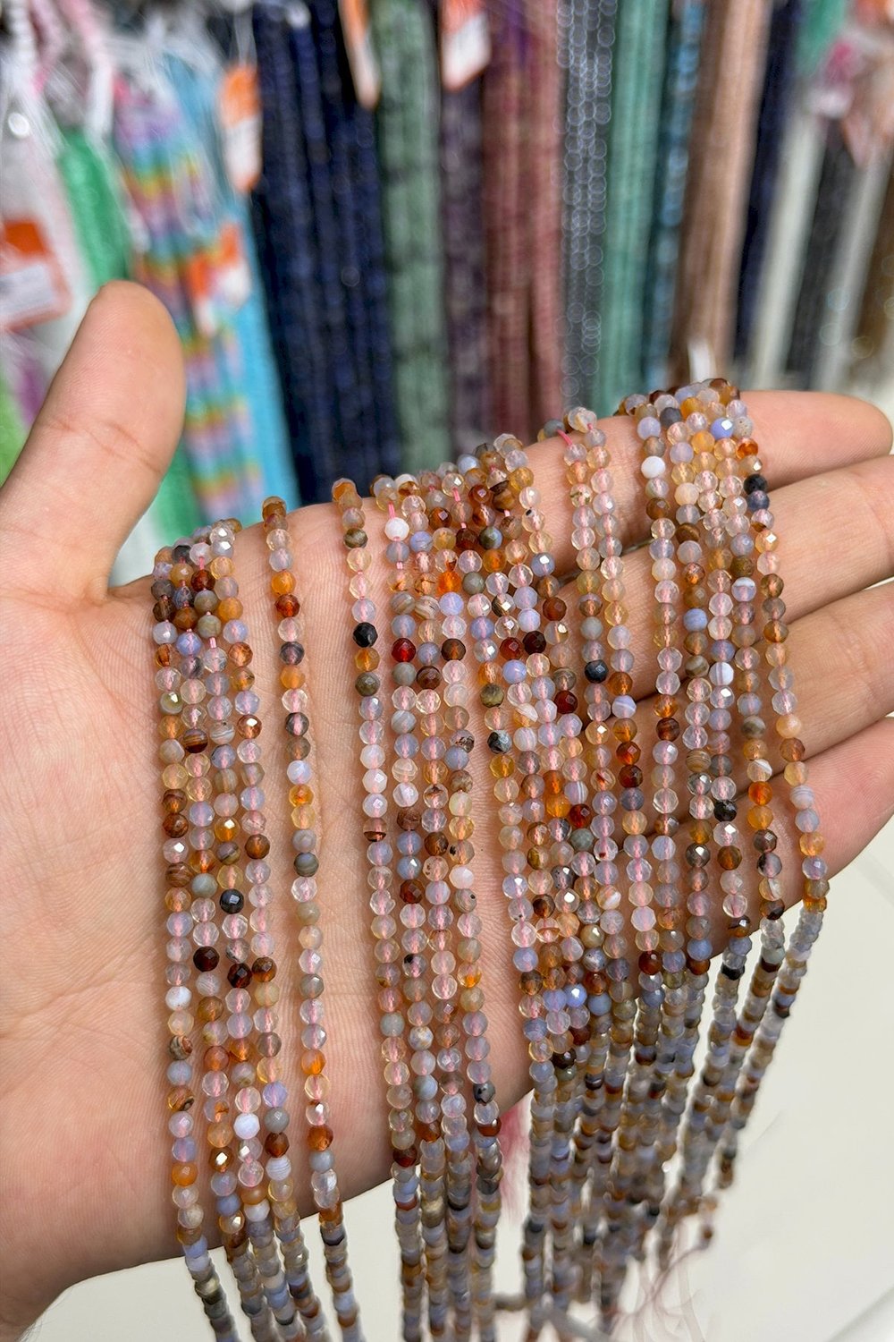 Karışık Küre Faset Kesim 3mm Doğal Taş Dizi