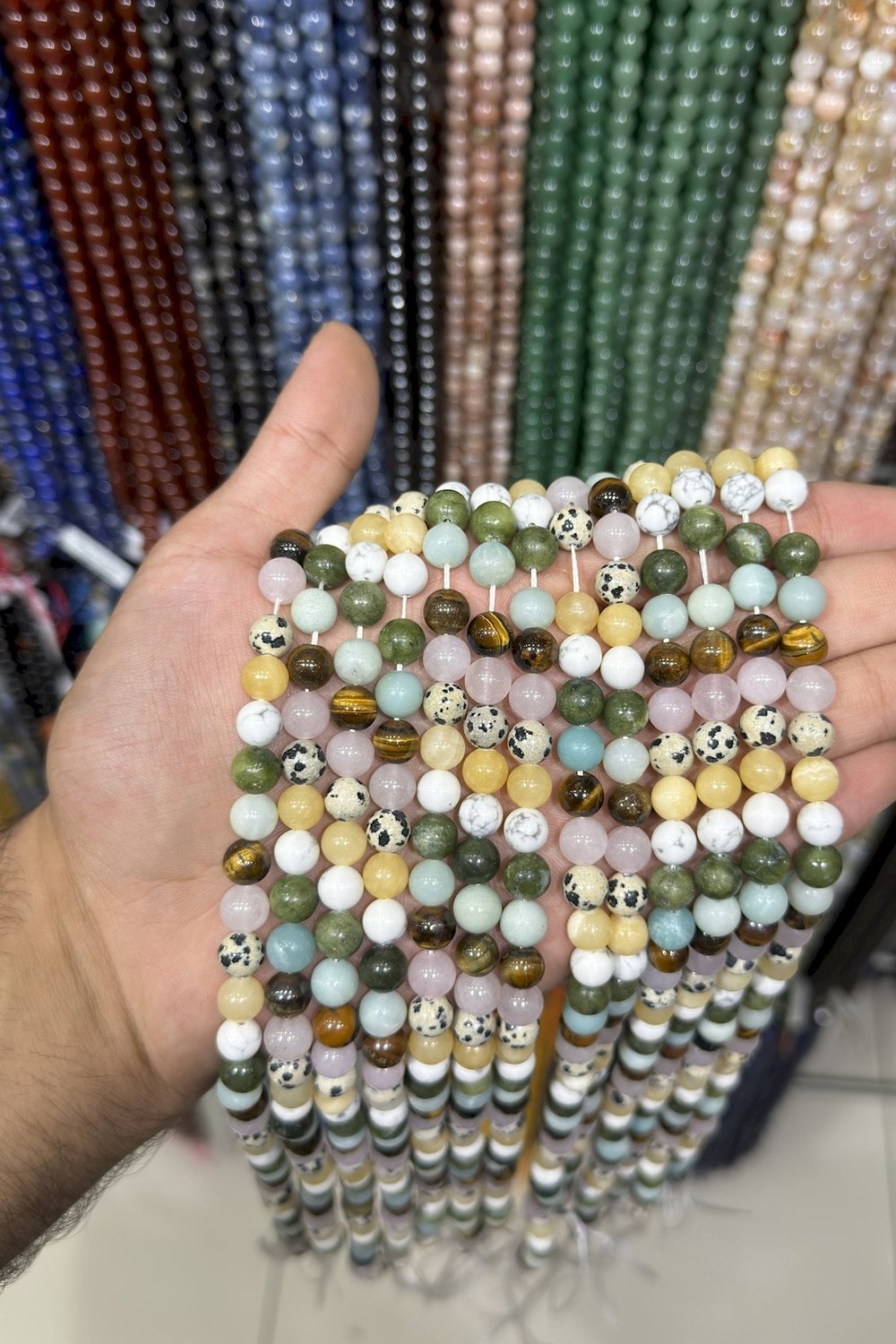 Karışık Küre Kesim Parlak 8mm Doğal Taş Dizi