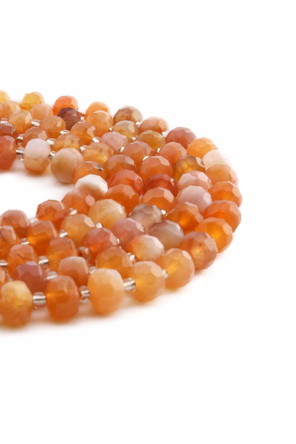Carnelian Agate Stone Faceted Shiny Orange 8x6mm Bead Strand [AA]