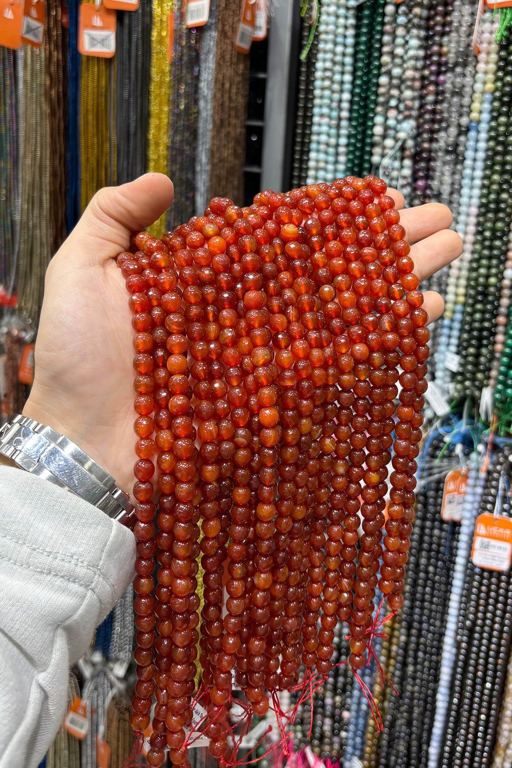 Karnelyan Akik Taşı Küre Faset Kesim Parlak 8mm Doğal Taş Dizi [AB+]