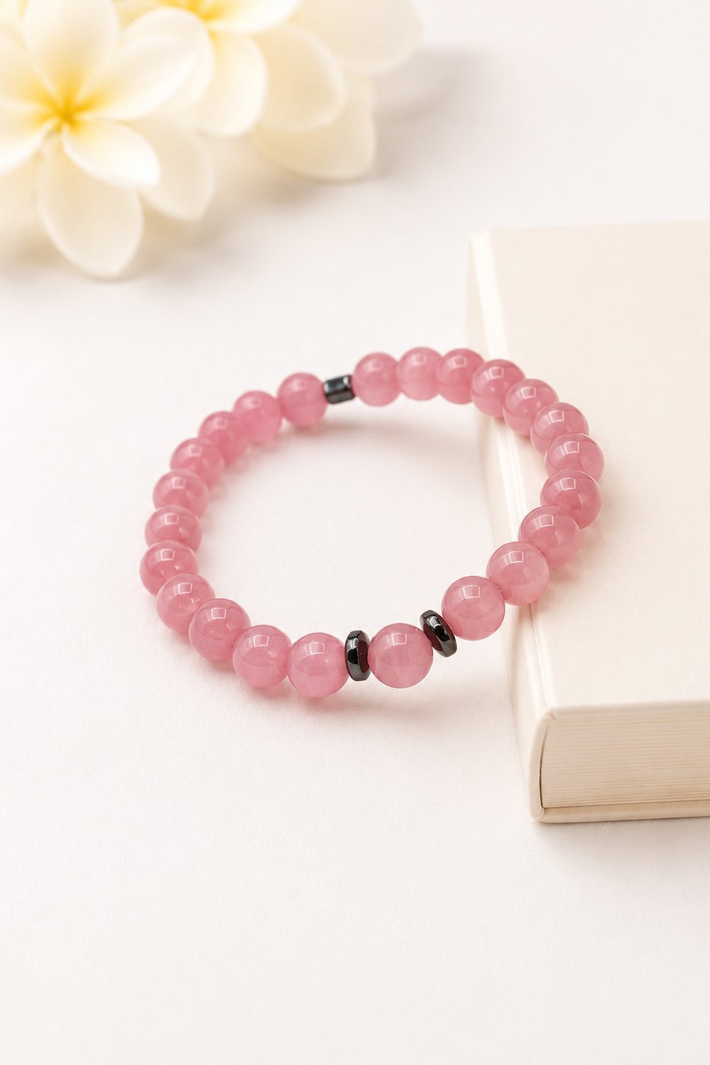 Kedi Gözü Doğal Taş Pembe Küre Kesim 8mm Bileklik
