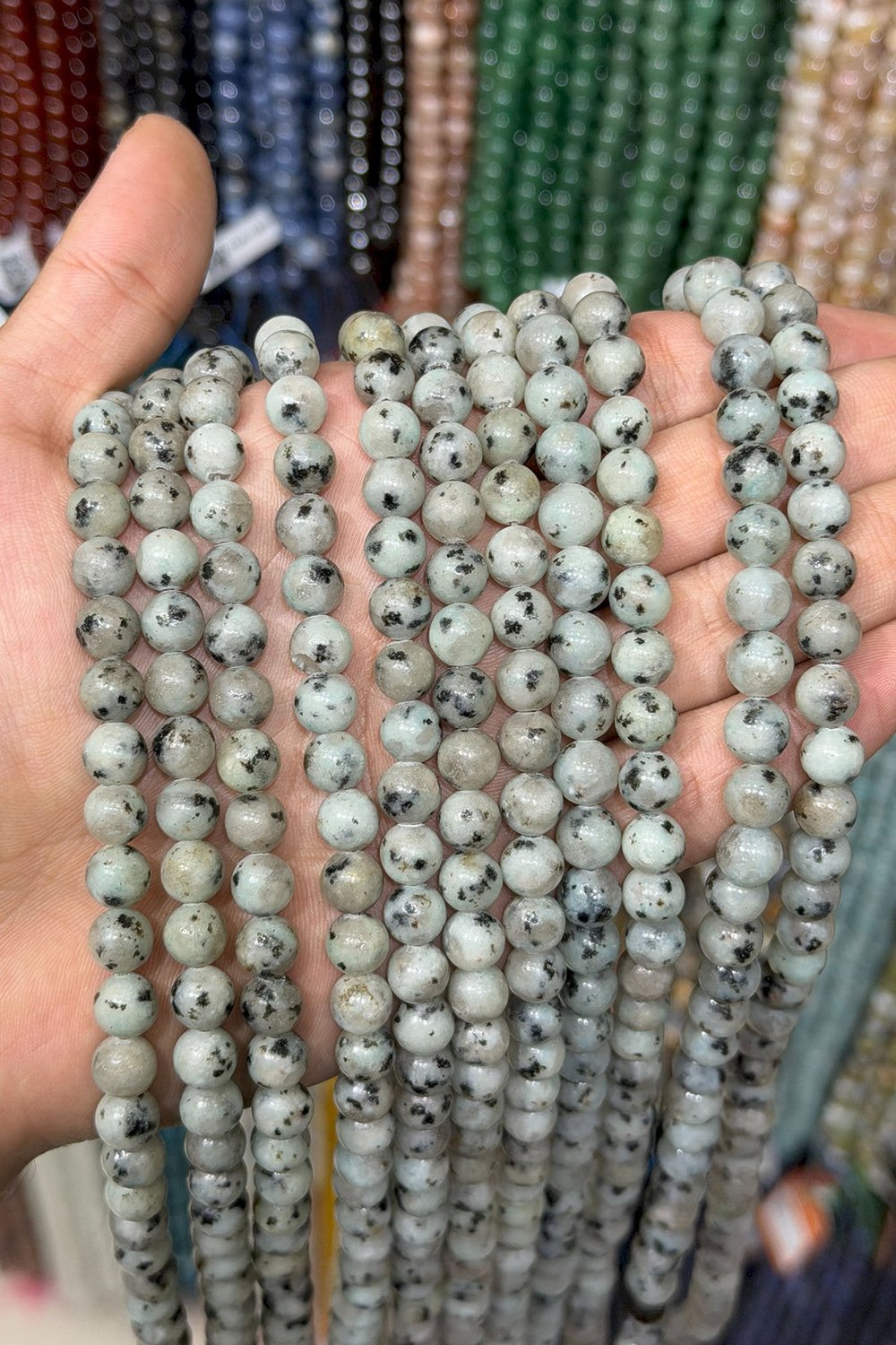 Kivi Jasper Taşı Küre Kesim Parlak 8mm Doğal Taş Dizi [AB+]