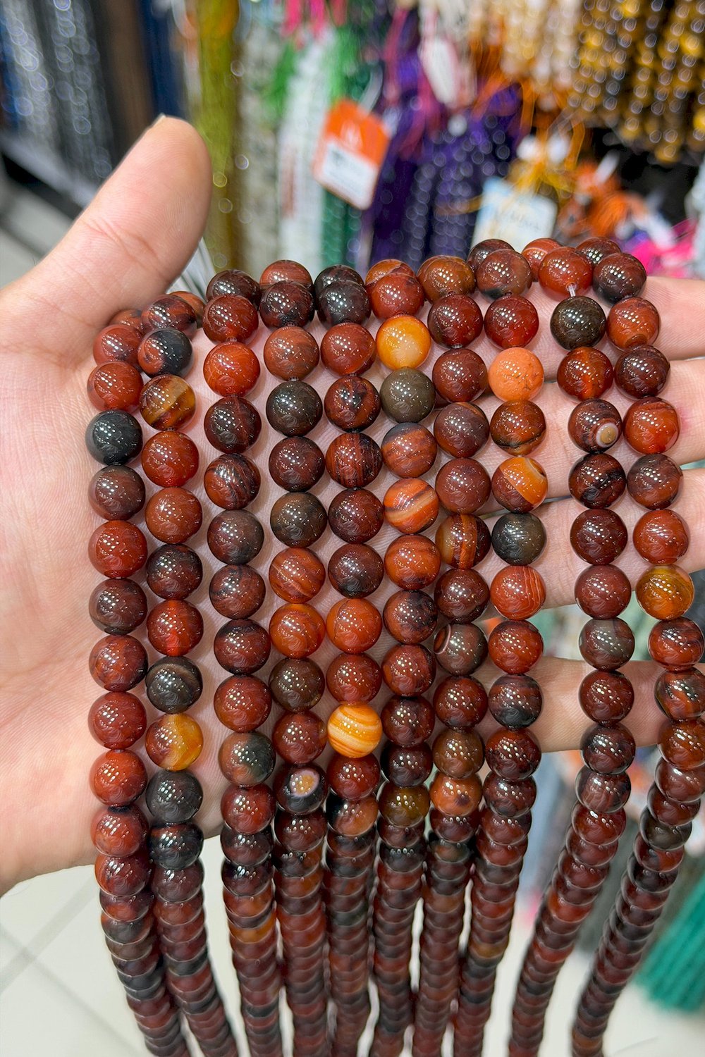 Kızıl Akik Taşı Küre Kesim Parlak Kızıl 10mm Doğal Taş Dizi